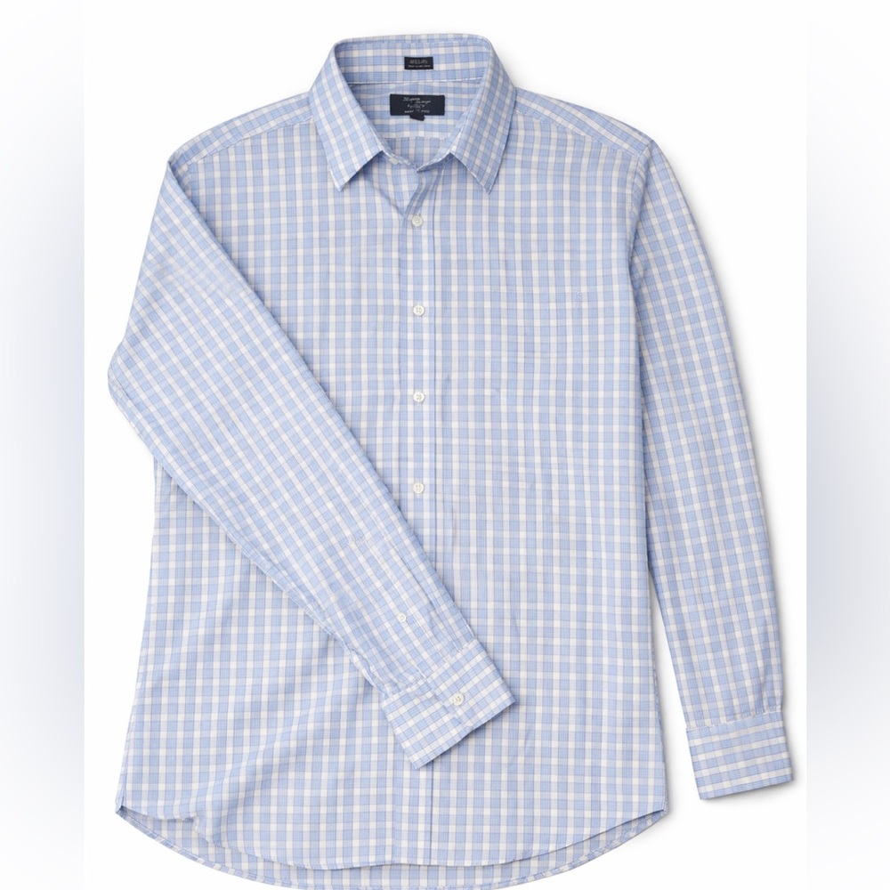 J. Crew Light Blue & White Plaid Dress Shirt